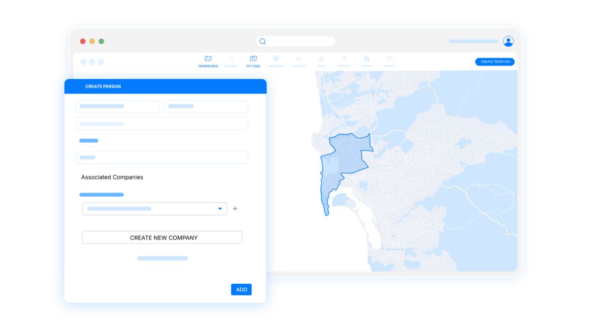 Linked entity view for a territory
