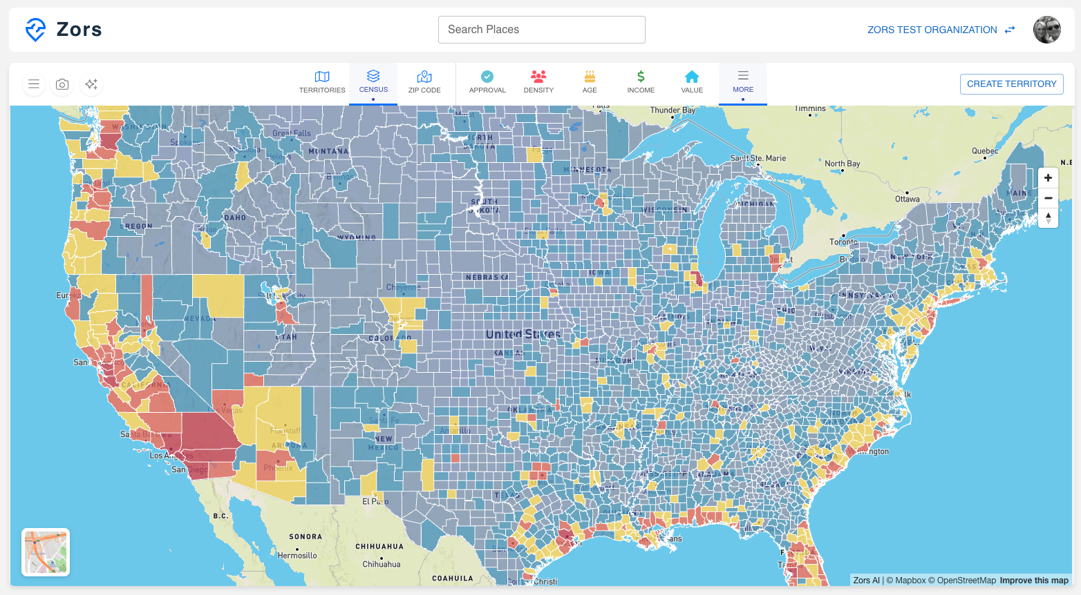 Map showing risk index for flood and wildfire zones