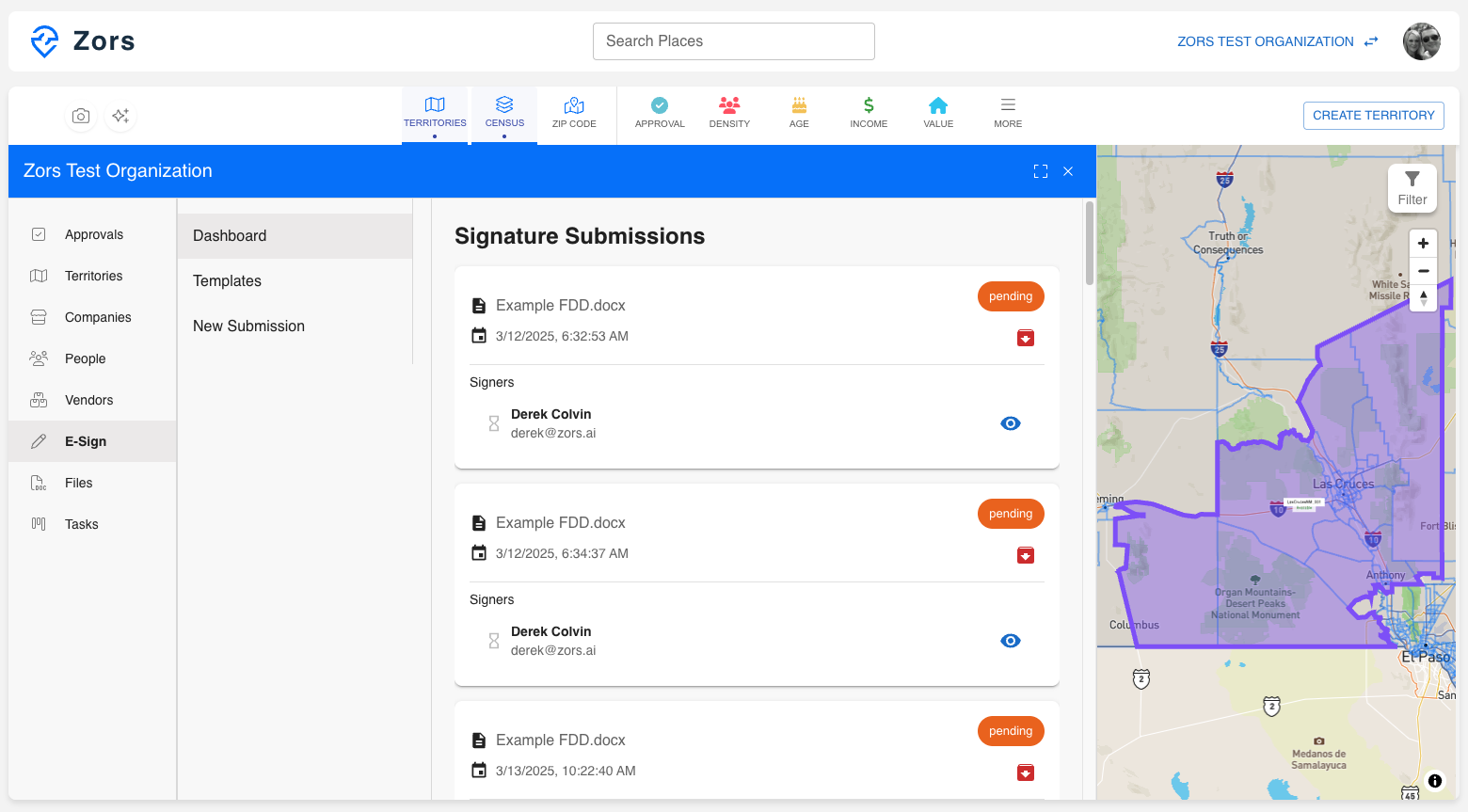 Track signing progress and status